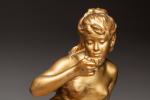 Mathurin MOREAU (1822 - 1912)La Source.Bronze à patine dorée, signé....