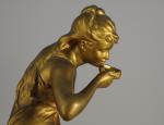 Mathurin MOREAU (1822 - 1912)La Source.Bronze à patine dorée, signé....