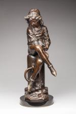 Giulio MONTEVERDE (1837-1917)"Le jeune Christophe Collomb"Bronze patiné signé et situé...