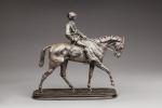 Pierre-Jules MÈNE (1810-1879)Jockey au pas.Bronze signé, anciennement patiné.Haut. 25, Larg....