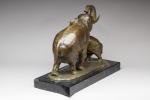 Irénée ROCHARD (1906-1984)Éléphante et son éléphanteau.Bronze signé à patine médaille.Haut....