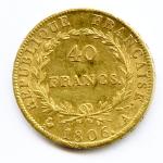 Napoléon Ier (1804-1814)40 Francs or (tête nue) 1806 Paris.(12,91 g)...