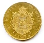 Napoléon III (1852-1870)50 Francs or 1855 Paris.(16,17 g)Quelques petits coups...