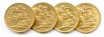 Lot de 4 souverains anglais en or (31,90 g) :...