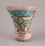 Édouard CAZAUX (1889-1974). VASE TULIPE en céramique craquelée à décor...