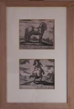 10 gravures de chevaux CHEVAUX, certaines monogrammées.