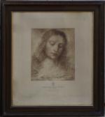 Léonard de Vinci (1452-1519), d'après
"La tête du Rédempteur".
Gravure.
32,5 x 26...