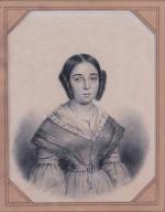 École FRANÇAISE vers 1830.
Portrait de jeune femme.
Fusain rehaussé de blanc....