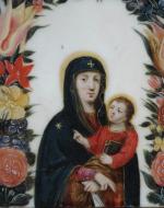École FLAMANDE vers 1620.
Vierge à l'enfant dans un guirlande de...