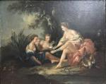 dans le goût de François BOUCHER  (1703-1770).
Diane chassereuse.
Toile.
Haut. 66,...