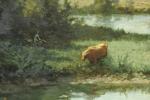 Charles NODE (1811-1886).
Paysage avec rivière et troupeau.
Huile sur toile.
Signé en...