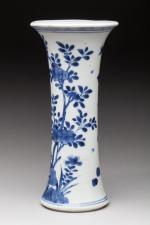 CHINE - XIXe siècle.
VASE rouleau en porcelaine décorée en bleu...