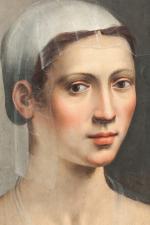 École FLORENTINE vers 1550
Portrait de femme à la voilette.

Panneau, une...