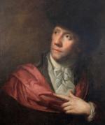 École FRANCAISE du XVIIIe.
Portrait d'homme à l'écharpe rouge.
Toile.
Haut. 74, Larg....
