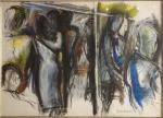 Aldo TURCHIARO (né en 1929)
Composition abstraite.
Le café.
Deux pastels et crayons...