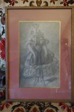 Constantin GUYS (1802-1892) dans le goût de.
Jeune danseuse.
Crayon.
XIXe.
Haut. 27,5 Larg....