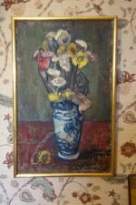 Franck INNOCENT (1912-1983)
Vase de fleurs. 
Toile signée et datée 58...