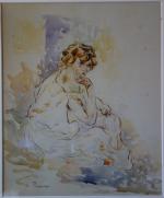 Henri PERSON (1876-1926).
Portrait de femme.
Aquarelle signée.
Haut. 29, Larg. 23,5 cm.
