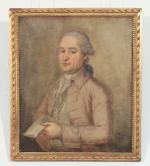 ÉCOLE FRANÇAISE du XVIIIe, 
Pierre JOUFFROY (act.1742-1776)
Portrait de gentilhomme au...
