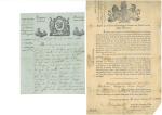 [Consulat/Empire - Militaria]  8 pièces, 1800-1813.
Réunion de 7 L.A.S.,...
