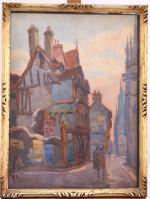 Hippolyte MADELAINE (1871-1966)
Rouen, ruelle jouxtant un édifice gothique.
Aquarelle signée en...