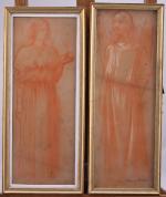 Maurice CHABAS (1862 - 1947)
Paire d'anges.
deux dessins à la sanguine...