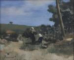 Roland OUDOT (1897-1981).
Deux femmes dans un paysage.
Huile sur toile, signée...