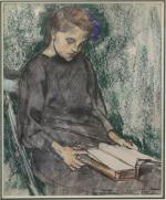 Henry OTTMAN (1877 - 1927). 
Jeune fille lisant. 
Pastel et...