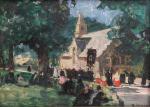 Lucien SIMON (1861-1945)
Procession près la chapelle Sainte-Marine à Combrit.
Panneau signé...