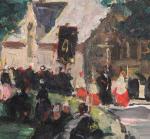 Lucien SIMON (1861-1945)
Procession près la chapelle Sainte-Marine à Combrit.
Panneau signé...