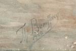 Th. BONNIFFACY
Bédouins au désert, chameau et cheval.
Paire d'aquarelles signées et...