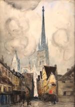 Frank BOGGS (Springfield, Ohio, 1855 - Meudon, 1926)
Rouen.
Crayon et aquarelle...