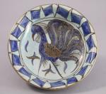 Édouard CAZAUX (1889-1974). COUPELLE en céramique vernissée bleu et or,...