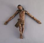 CHRIST en bois sculpté polychrome.
Travail ancien XIII/XIVe ?
Haut. 19,5 cm...