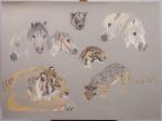 Violette KISLING-PELATI (1918-2012)Tigre, panthères, chevaux, étude. Pastel.50 x 65 cm....