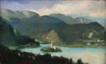 Boris PASTOUKHOFF (1894-1974)"Le Lac".Huile sur carton signée et datée 1925,...