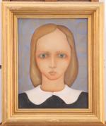 Jean MARTIN-ROCH (1905-1991)Portrait de jeune femme en col blanc.Huile sur...