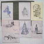 BLOIS.8 dessins au crayon représentant des monuments de Blois faisant...
