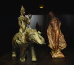 INDE. DIVINITÉ monté sur un éléphant, bronze.Haut. 22 cm.JOINT: Poire...