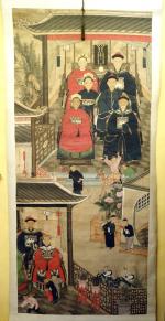 CHINE - XIXe. Encre et couleurs sur papier, portraits d'ancêtres....