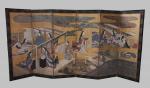 JAPON - Fin d'époque Edo (1603 - 1868). PARAVENT à...