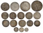 Lot de 14 monnaies royales françaises en argent :½ Ecu...