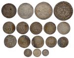 Lot de 14 monnaies royales françaises en argent :½ Ecu...