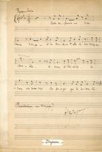 Henri DUPARC (1848-1933), 1 piècePartie de manuscrit musical débutant par...