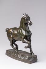 Antoine-Louis BARYE (Paris, 1795 - 1875)Cheval percheron.Bronze à patine brune.Signé...