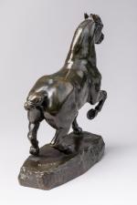 Antoine-Louis BARYE (Paris, 1795 - 1875)Cheval percheron.Bronze à patine brune.Signé...