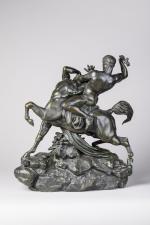 Antoine-Louis BARYE (Paris, 1796-1875) Thésée combattant le centaure Biénor.Bronze à...