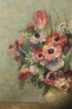 Jules LELEU (Boulogne-sur-Mer, 1883 - Paris, 1961)Bouquet d'anémones.Huile signée en...