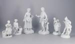 6 personnages en BISCUIT de PORCELAINE, fin XIXe- 1 ivrogne...