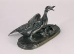 Pierre-Jules MÈNE (Paris, 1810 - 1879)Famille de canards.Bronze à patine...